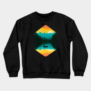 Mountain Sunset Illustration Crewneck Sweatshirt